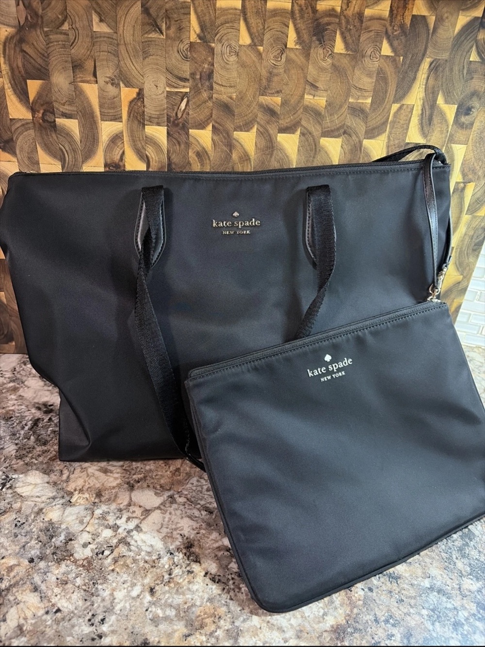 kate spade Black Nylon Duffel Tote with Removable Pouch